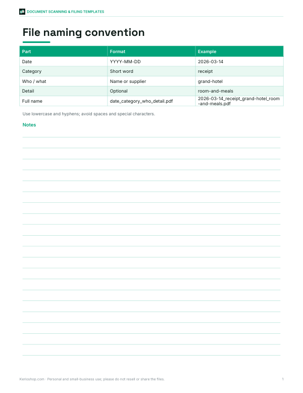 Preview of File Naming Guide Printable